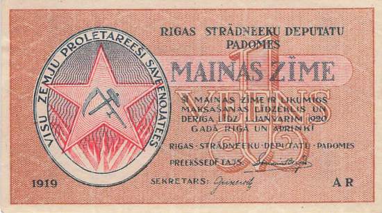 Lettland pr1 1 Rubli 1920